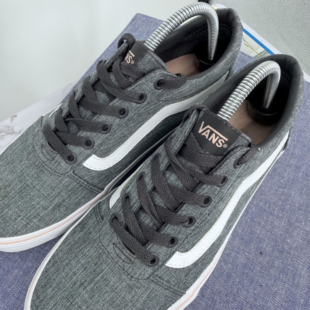 Vans Old Skool Ward Low Top Women 9.5‎ Sneakers Gray Pink White Stripe Skate - Picture 5 of 10